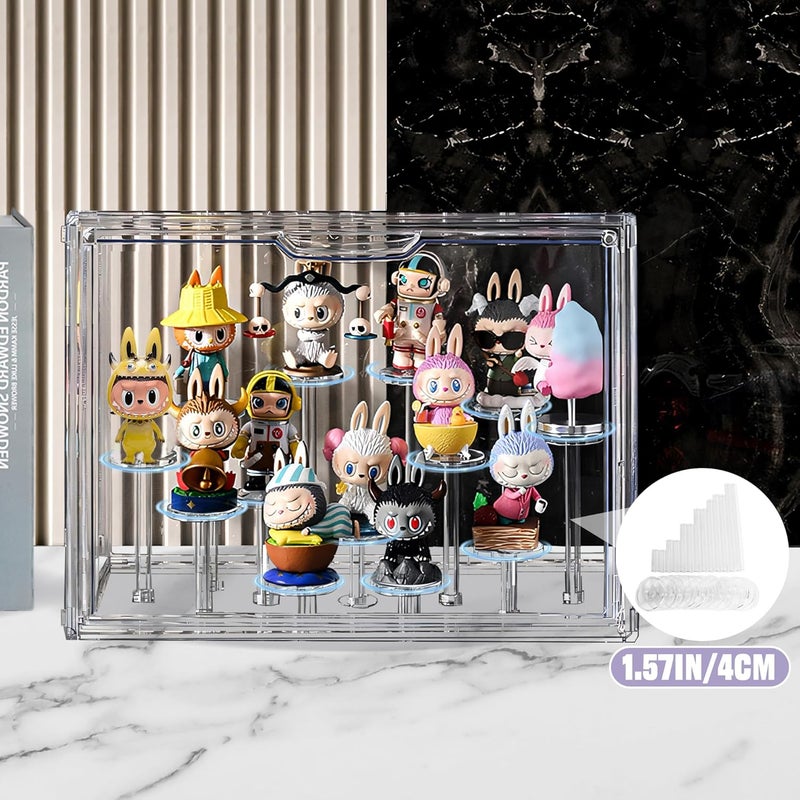 Cutora Clear Acrylic Display Case with Free-Combination Holder, Large Blind Box for Figures, Dustproof Storage Organizer with Magnetic Door for Action Figures Toys, Stackable Collectibiles Showcase - Image 5